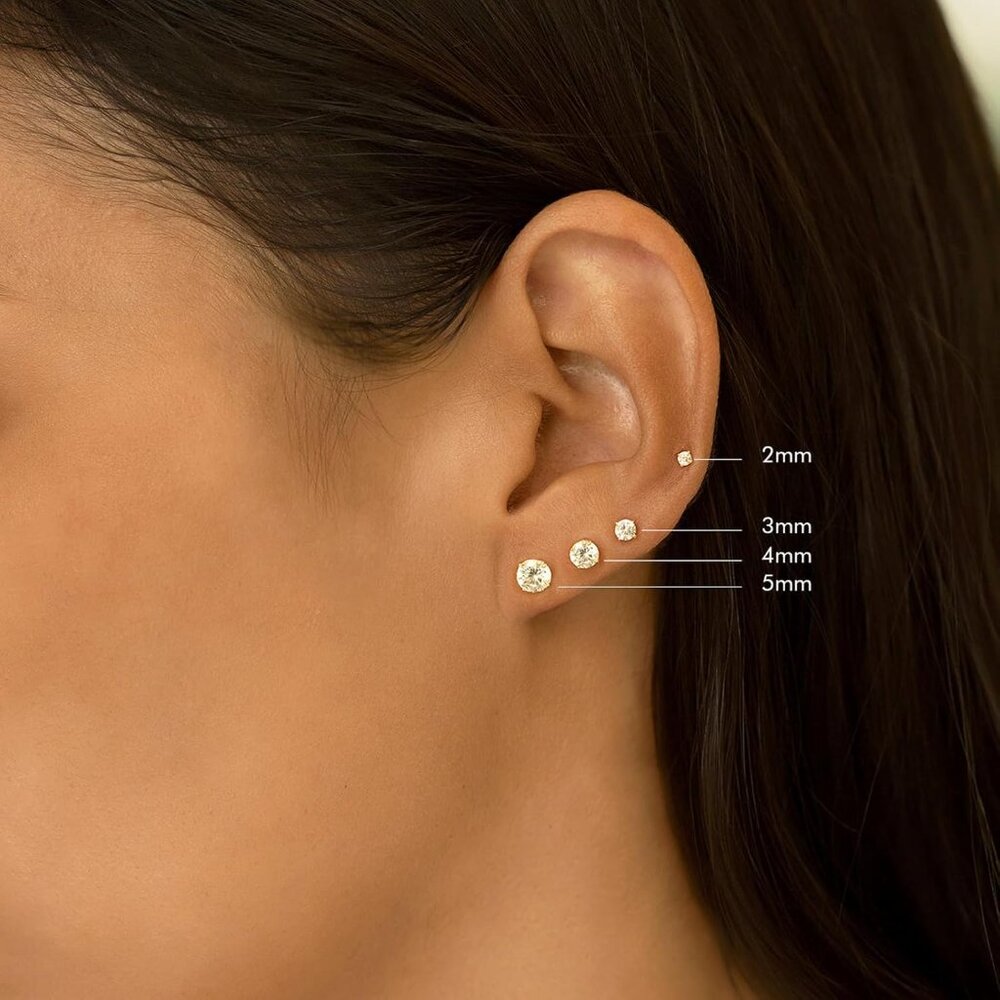 Titanium Earrings Push-In Threadless Flat Back St… - image 3